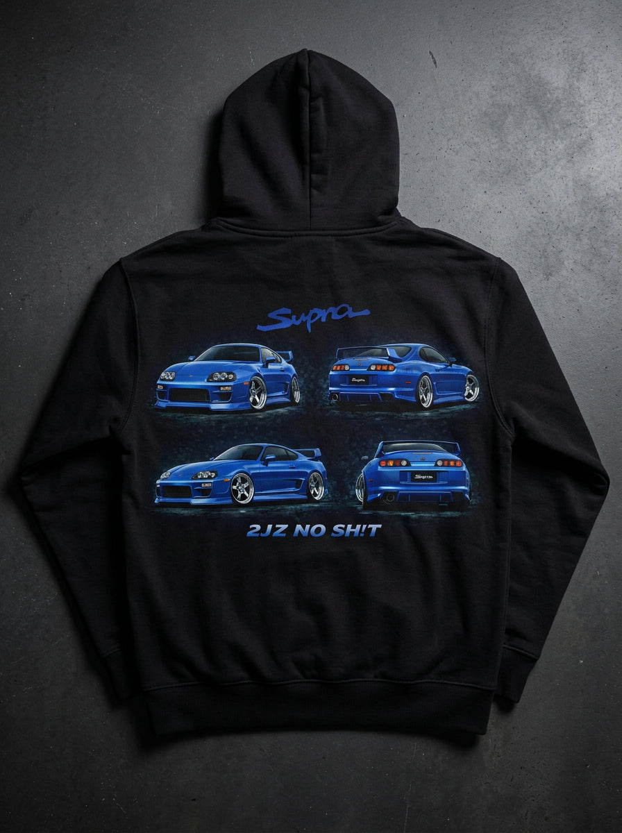 2JZ No Sh!t Supra Zip-Up Hoodie mockup