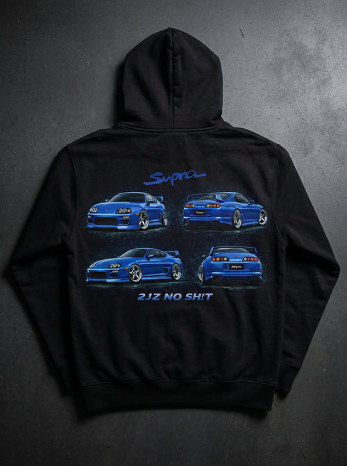 2JZ No Sh!t Supra Zip-Up Hoodie mockup