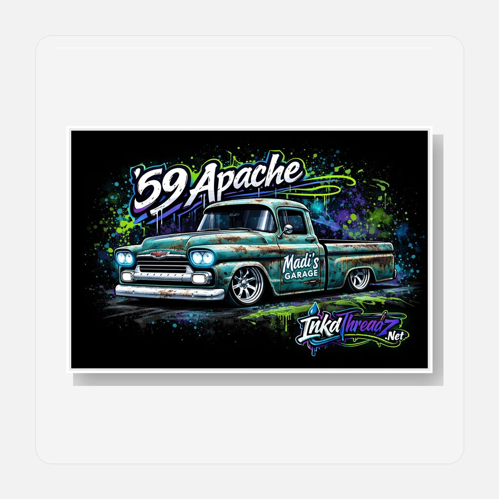 '59 Apache sticker on backing