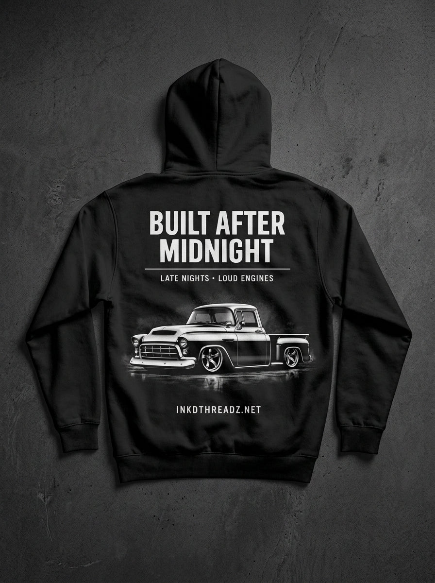 Built After Midnight '55 Chevy Zip-Up Hoodie mockup